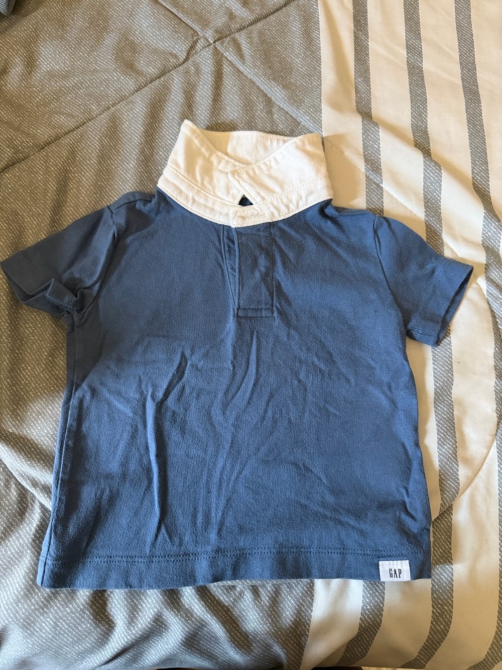 GAP Blue Short-Sleeve Polo with White Contrast Collar